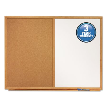 Quartet Bulletin/Dry-Erase Board, Melamine/Cork, 48 x 36, White/Brown, Oak Finish Frame S554